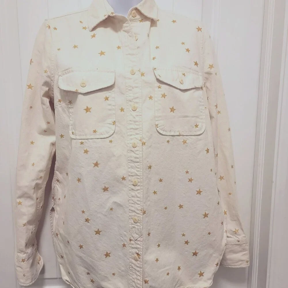 J.Crew Gold Star Ecru Heavyweight Chambray Shirt Jacket XS